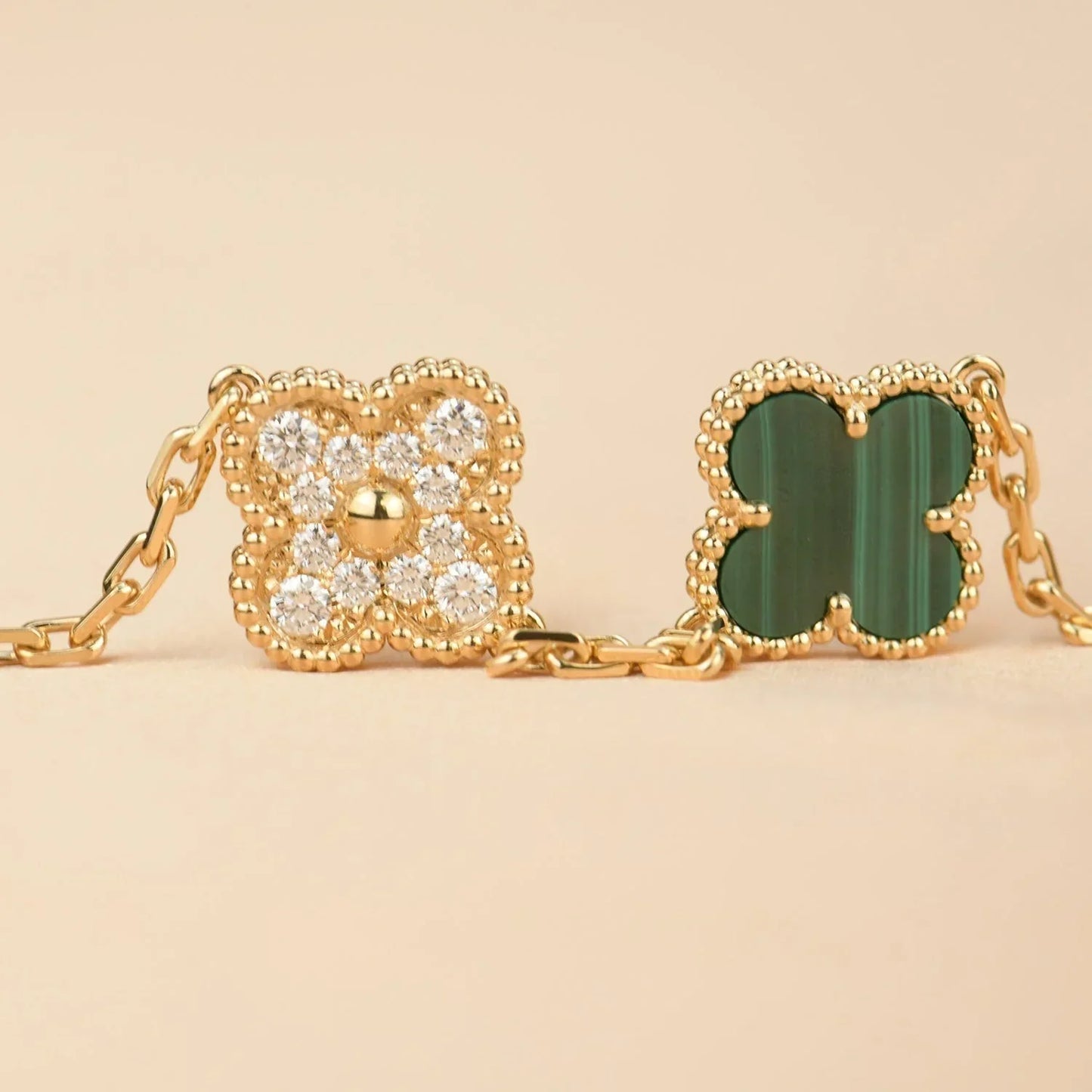 [Sprite Jewelry]New  CLOVER 5 MOTIF MALACHITE BRACELET COLLECTION