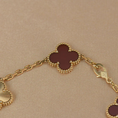 [Sprite Jewelry]New  CLOVER 5 MOTIF RED CORNELIAN BRACELET COLLECTION
