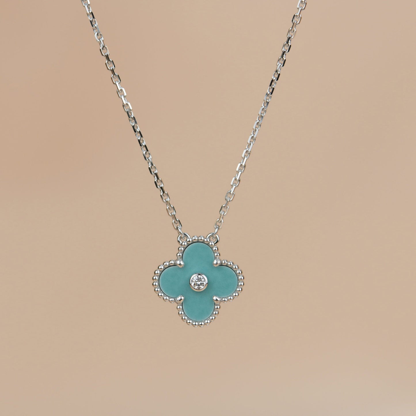 ¡®Sprite Jewelry¡¯CLOVER 15MM DIAMOND SVRES PORCELAIN  NECKLACE SILVER