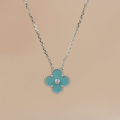 ¡®Sprite Jewelry¡¯CLOVER 15MM DIAMOND SVRES PORCELAIN  NECKLACE SILVER