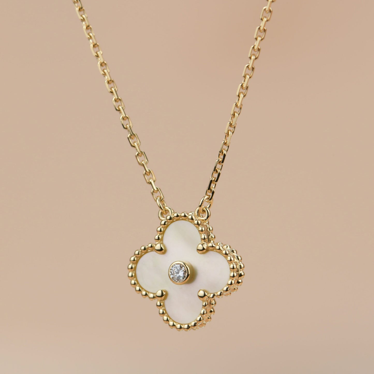 ¡®Sprite Jewelry¡¯CLOVER 15MM DIAMOND GOLD MOTHER OF PEARL NECKLACE