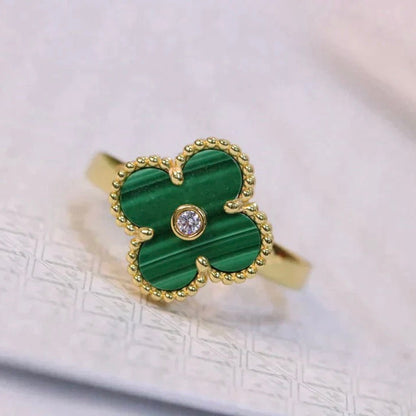 ¡®Sprite Jewelry¡¯CLOVER MALACHITE RING GOLD DIAMOND