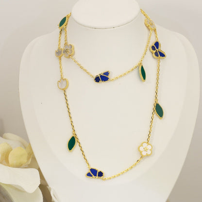 [Sprite Jewelry]LUCKY SPRING BUTTERFLY 15 FLOWER NECKLACE