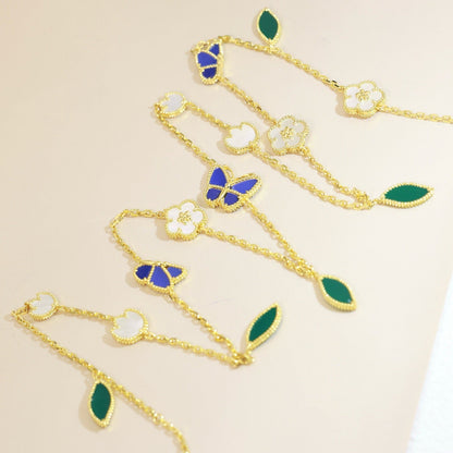[Sprite Jewelry]LUCKY SPRING BUTTERFLY 15 FLOWER NECKLACE
