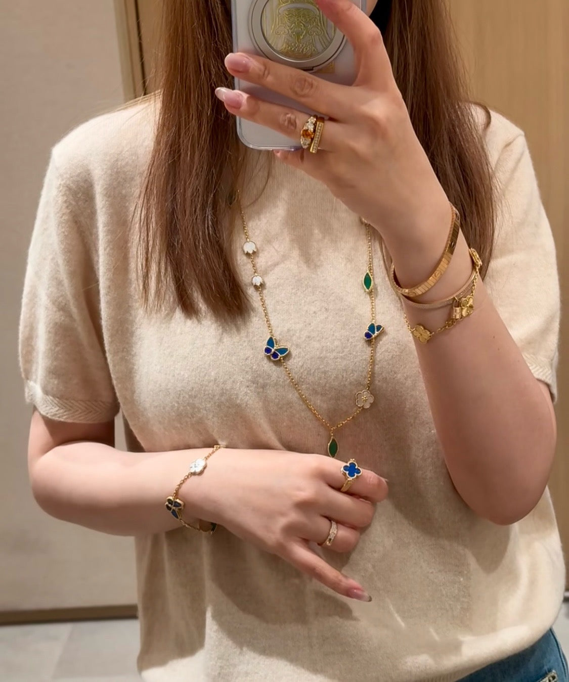 [Sprite Jewelry]LUCKY SPRING BUTTERFLY 15 FLOWER NECKLACE