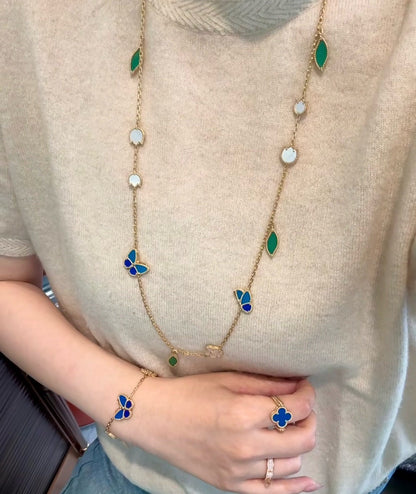 [Sprite Jewelry]LUCKY SPRING BUTTERFLY 15 FLOWER NECKLACE
