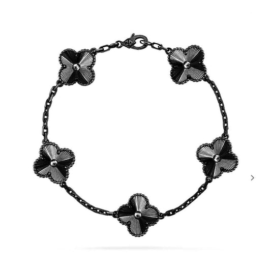 [Sprite Jewelry]New CLOVER 5 MOTIF BLACK BRACELET