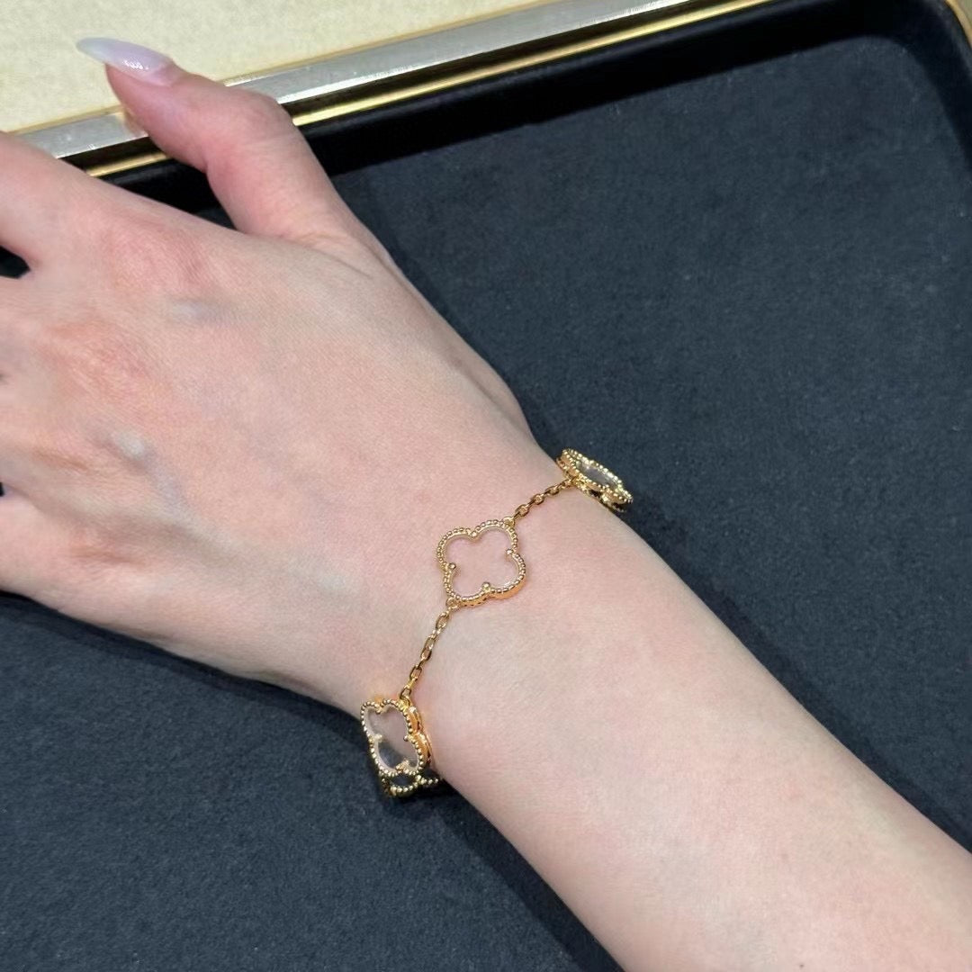 [Sprite Jewelry]New CLOVER 5 MOTIF ROCK CRYSTAL BRACELET