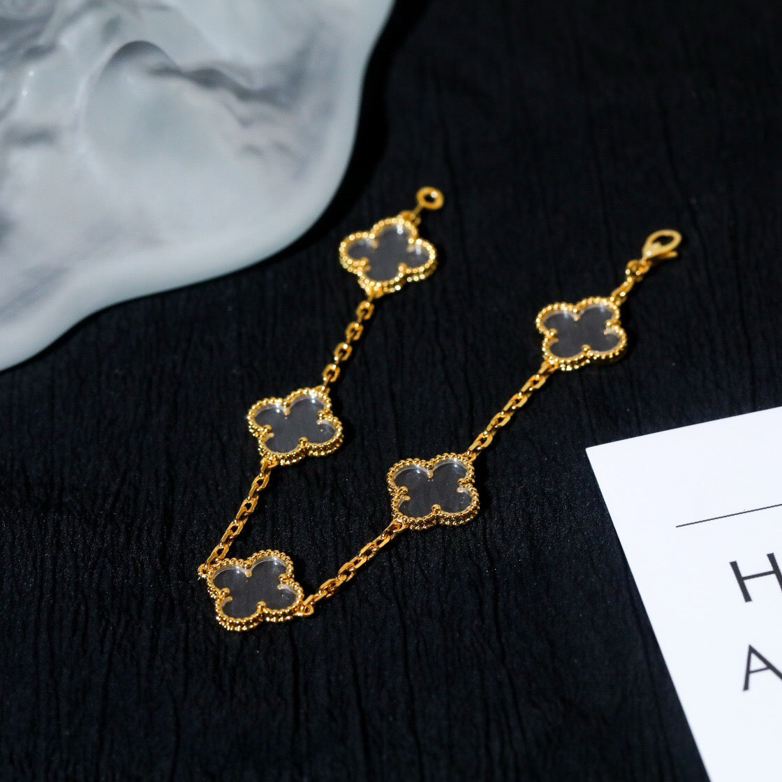 [Sprite Jewelry]New CLOVER 5 MOTIF ROCK CRYSTAL BRACELET