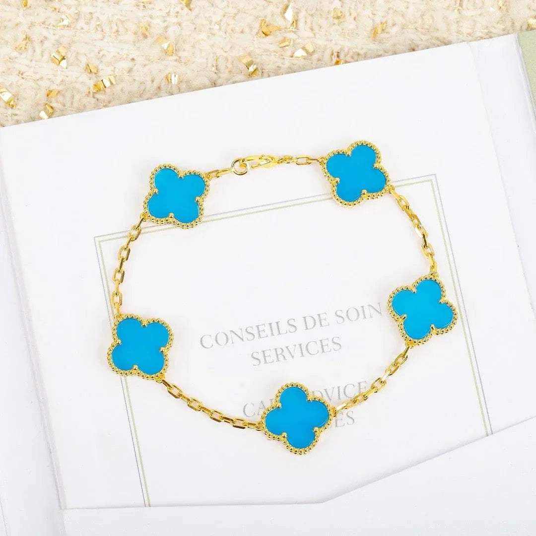 [Sprite Jewelry]New  CLOVER 5 MOTIF TURQUOISE BRACELET COLLECTION