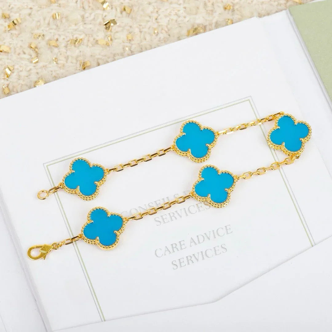 [Sprite Jewelry]New  CLOVER 5 MOTIF TURQUOISE BRACELET COLLECTION