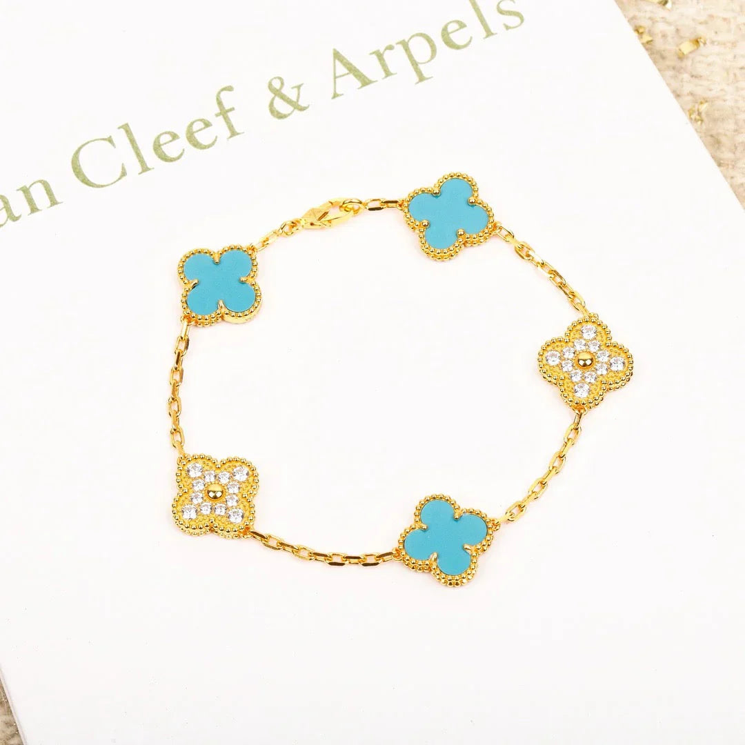 [Sprite Jewelry]New  CLOVER 5 MOTIF TURQUOISE BRACELET COLLECTION