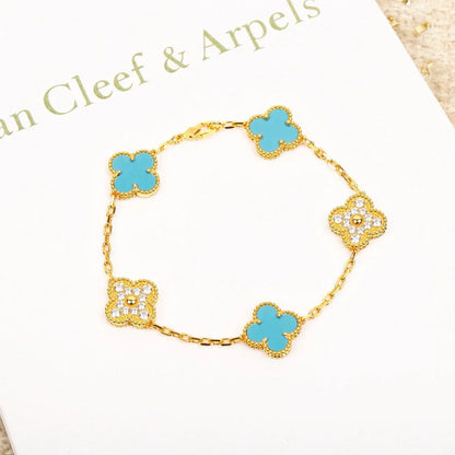 [Sprite Jewelry]New  CLOVER 5 MOTIF TURQUOISE BRACELET COLLECTION