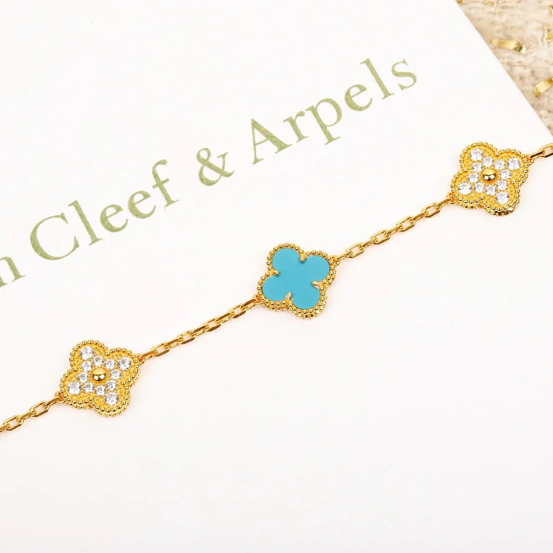 [Sprite Jewelry]New  CLOVER 5 MOTIF TURQUOISE BRACELET COLLECTION