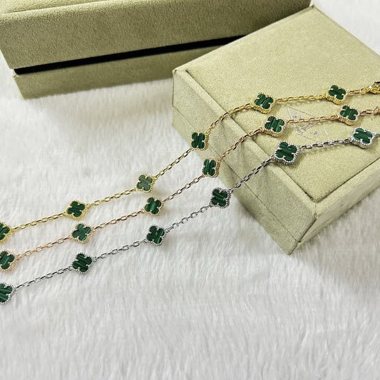 [¡®Sprite Jewelry¡¯]CLOVER 6 MOTIF MALACHITE BRACELET
