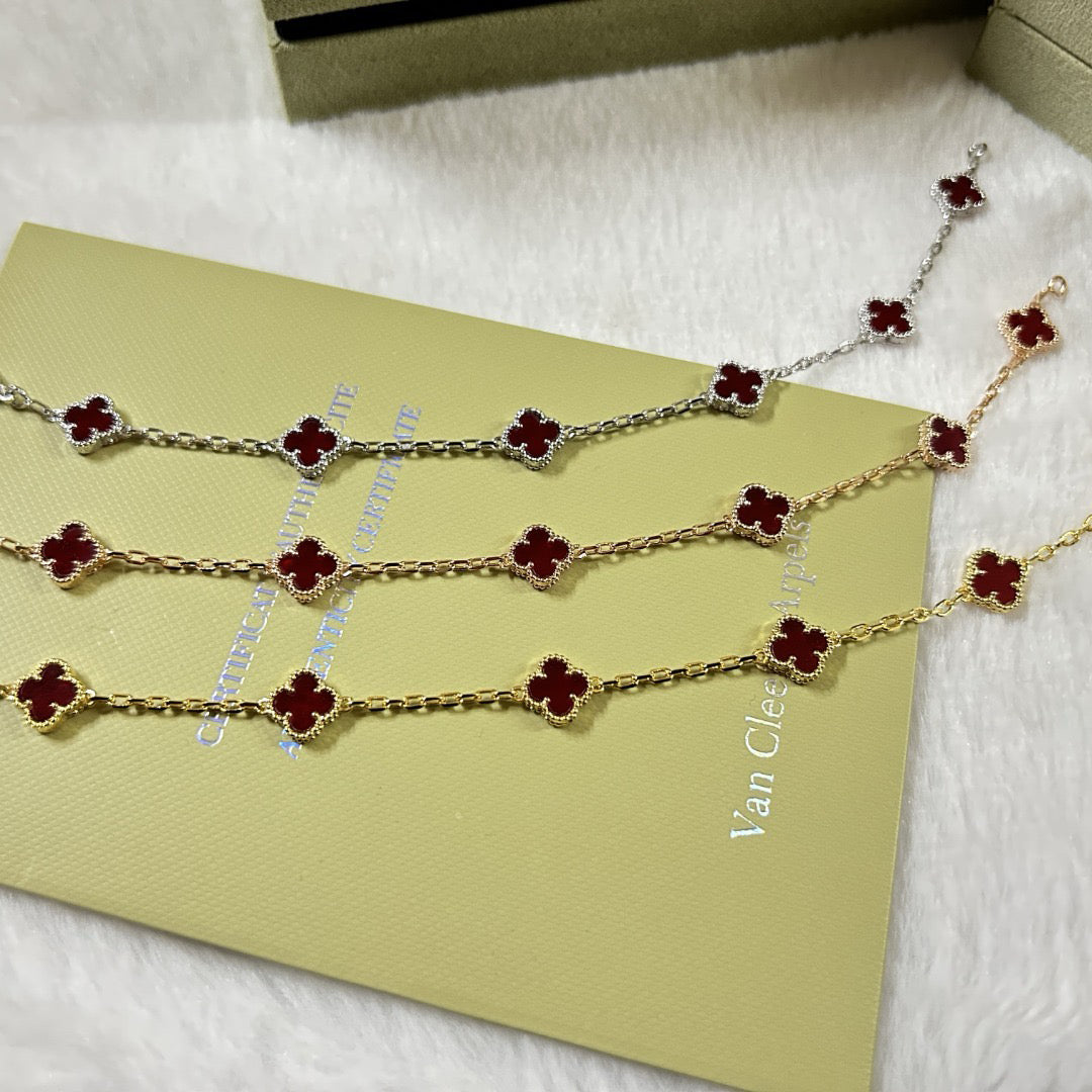 [¡®Sprite Jewelry¡¯]CLOVER 6 MOTIF RED AGATE BRACELET