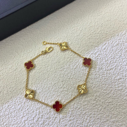 [¡®Sprite Jewelry¡¯]CLOVER 6 MOTIF RED AGATE LASER BRACELET