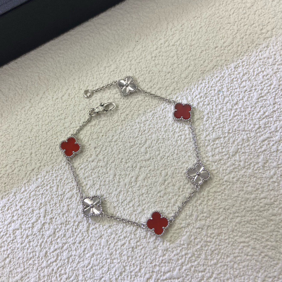 [¡®Sprite Jewelry¡¯]CLOVER 6 MOTIF RED AGATE LASER BRACELET
