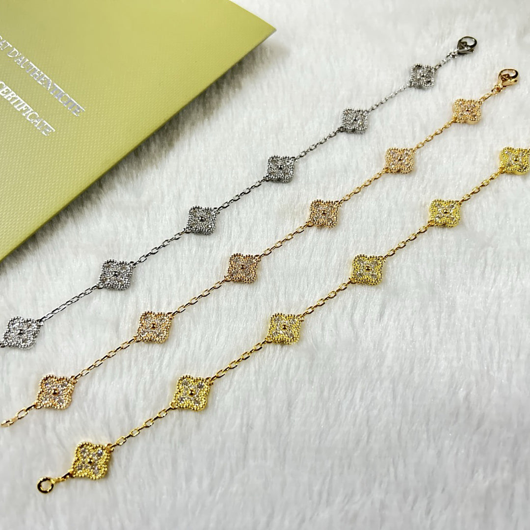 [Sprite Jewelry]New CLOVER 6 MOTIF DIAMOND BRACELET