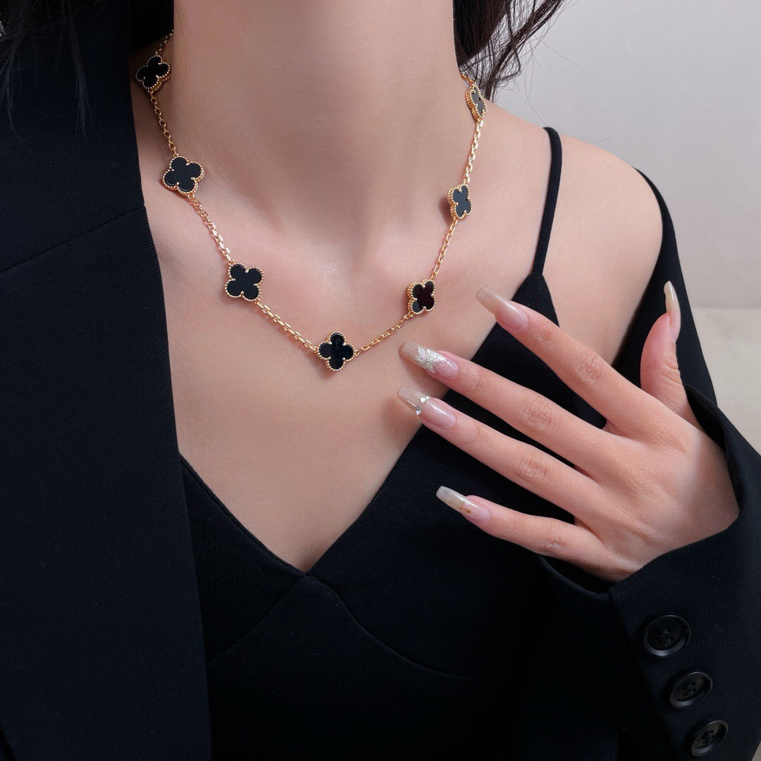 ¡®Sprite Jewelry¡¯CLOVER 10 MOTIFS ONYX NECKLACE