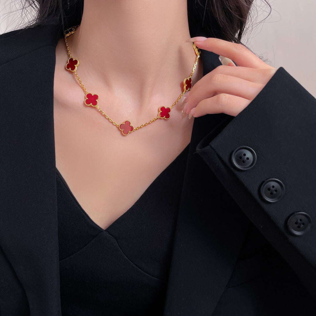 ¡®Sprite Jewelry¡¯CLOVER 10 MOTIFS CARNELIAN NECKLACE