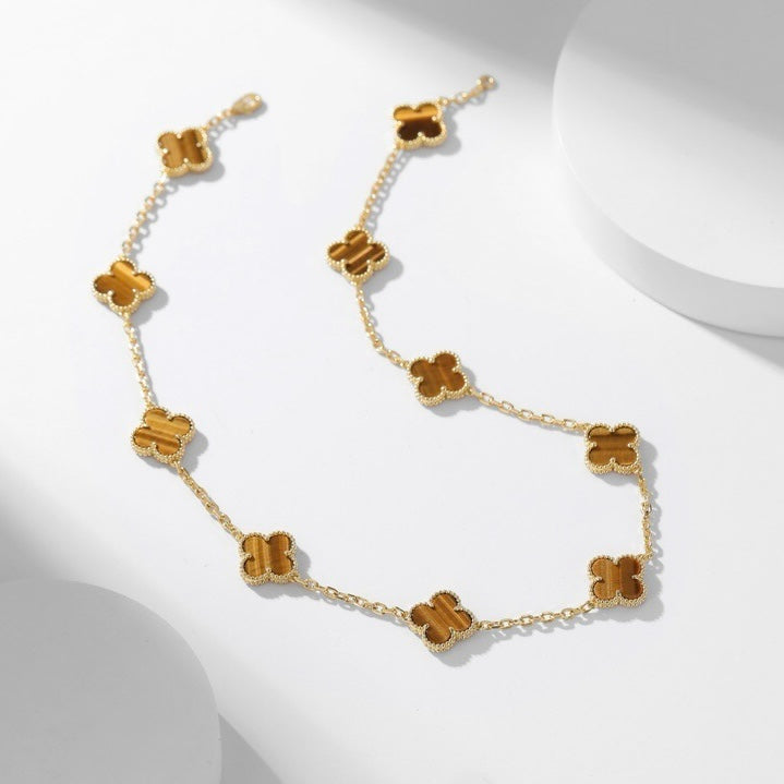 ¡®Sprite Jewelry¡¯CLOVER 10 MOTIFS TIGER EYE NECKLACE