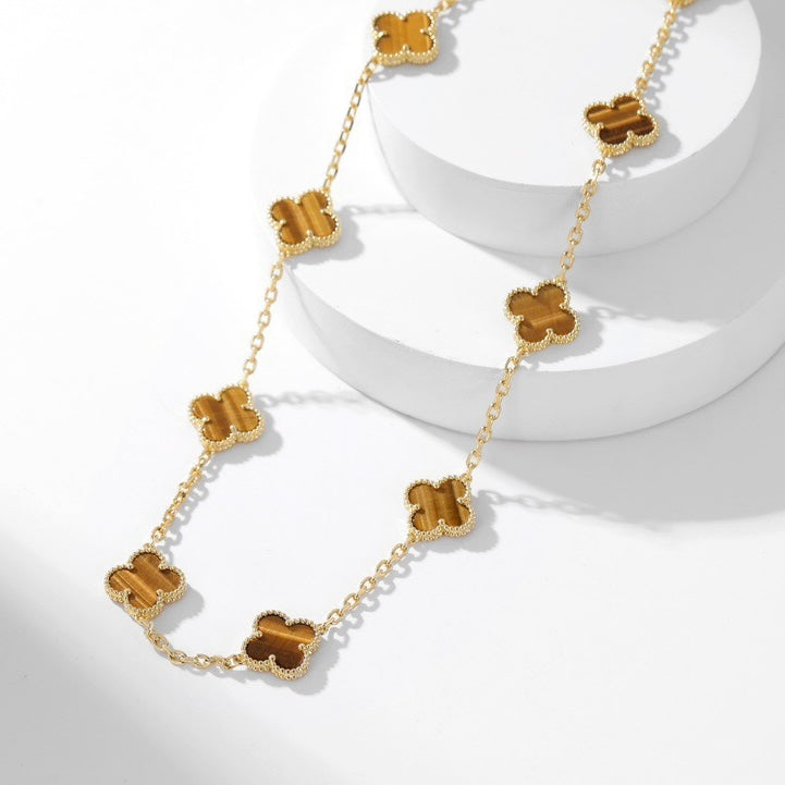 ¡®Sprite Jewelry¡¯CLOVER 10 MOTIFS TIGER EYE NECKLACE