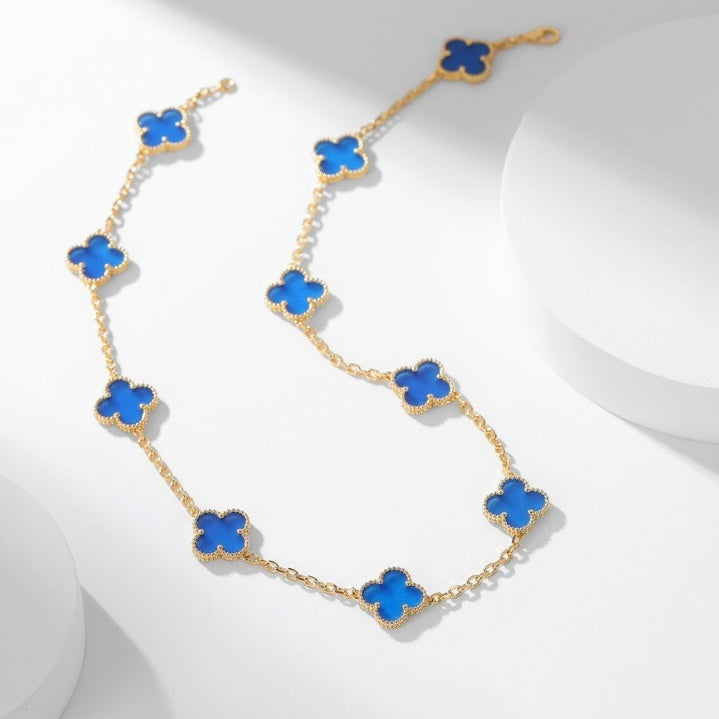 ¡®Sprite Jewelry¡¯CLOVER 10 MOTIFS BLUE AGATE NECKLACE