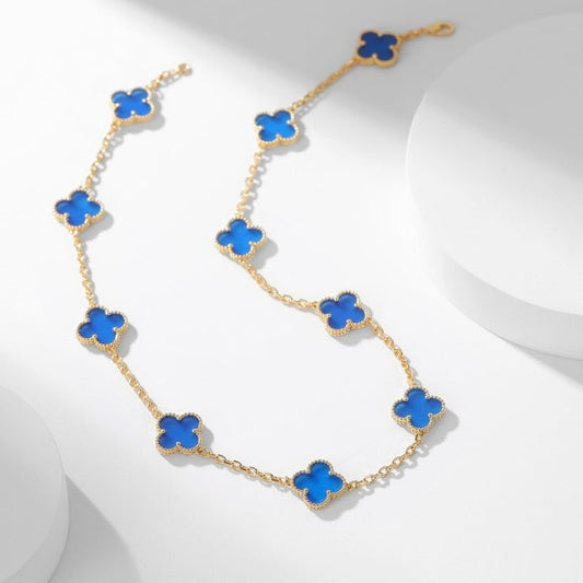 ¡®Sprite Jewelry¡¯CLOVER 10 MOTIFS BLUE AGATE NECKLACE