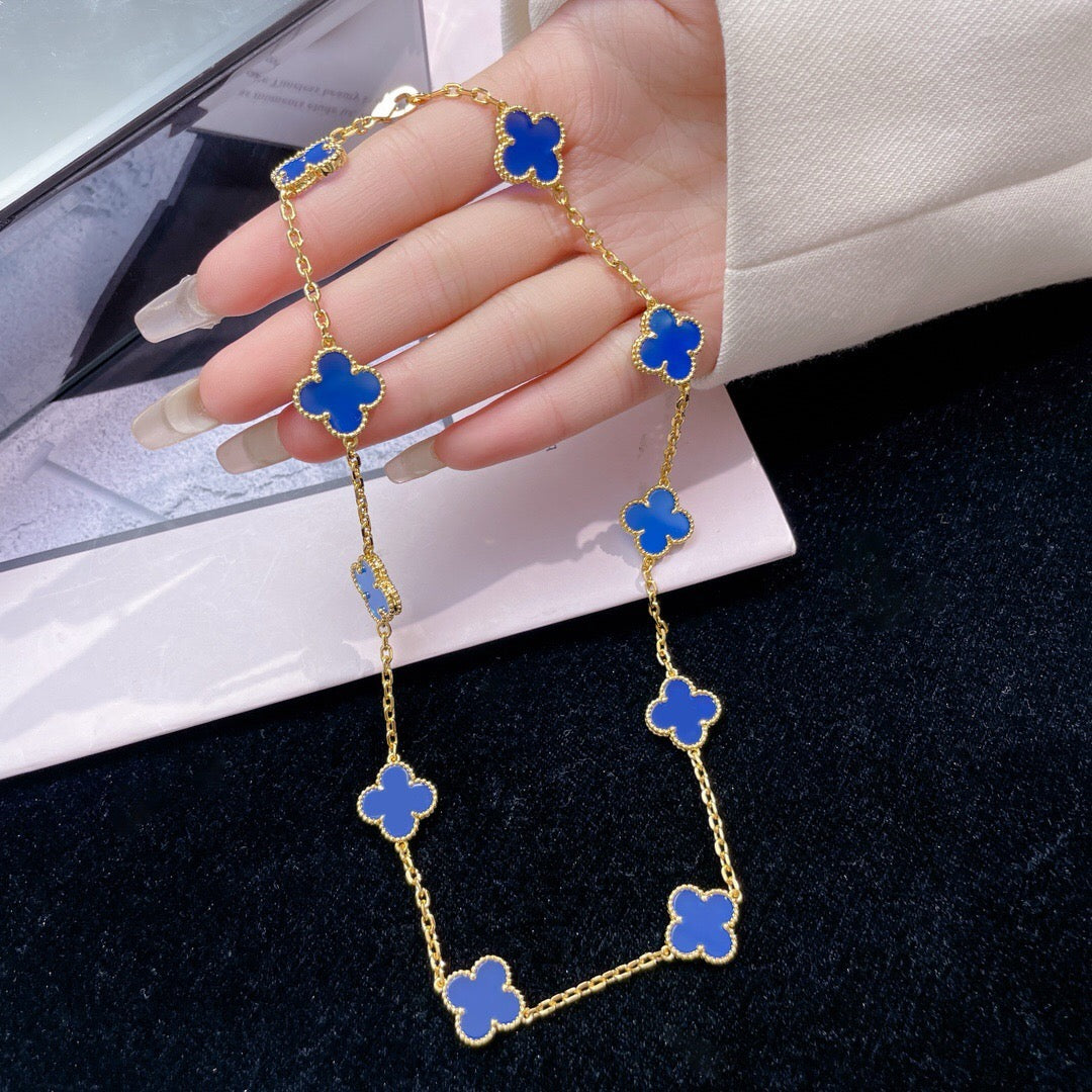¡®Sprite Jewelry¡¯CLOVER 10 MOTIFS BLUE AGATE NECKLACE