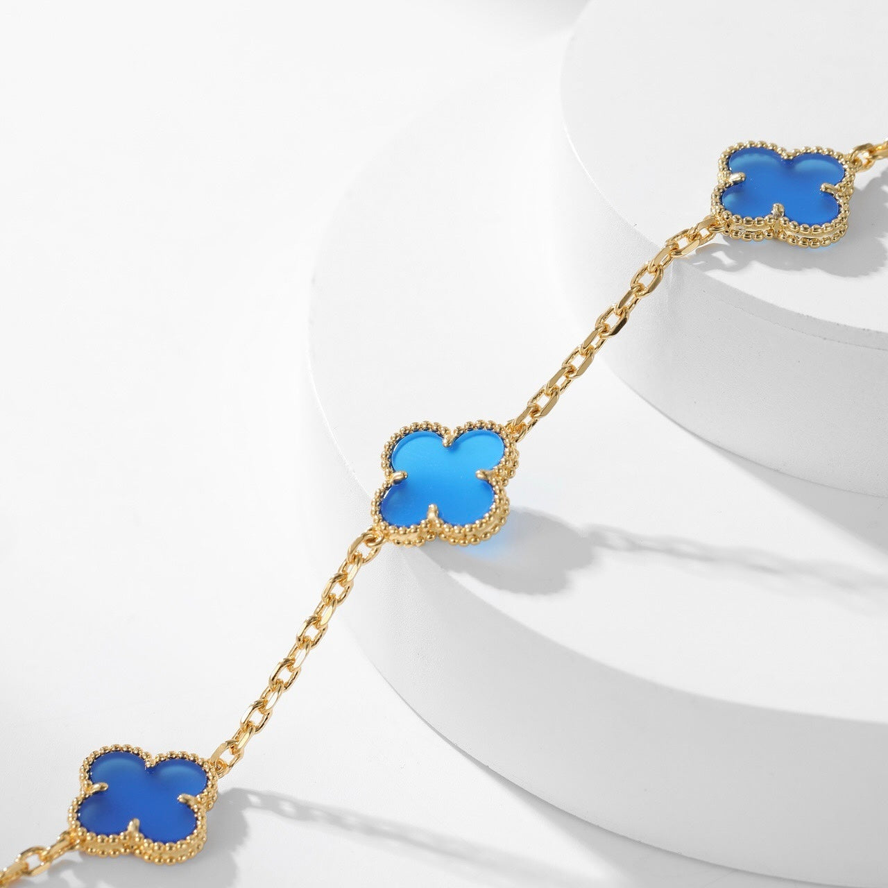 ¡®Sprite Jewelry¡¯CLOVER 10 MOTIFS BLUE AGATE NECKLACE