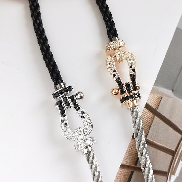 ¡®Sprite Jewelry¡¯FORCE LARGE HORSESHOE BLACK WHITE DIAMOND BRACELET ROSE GOLD