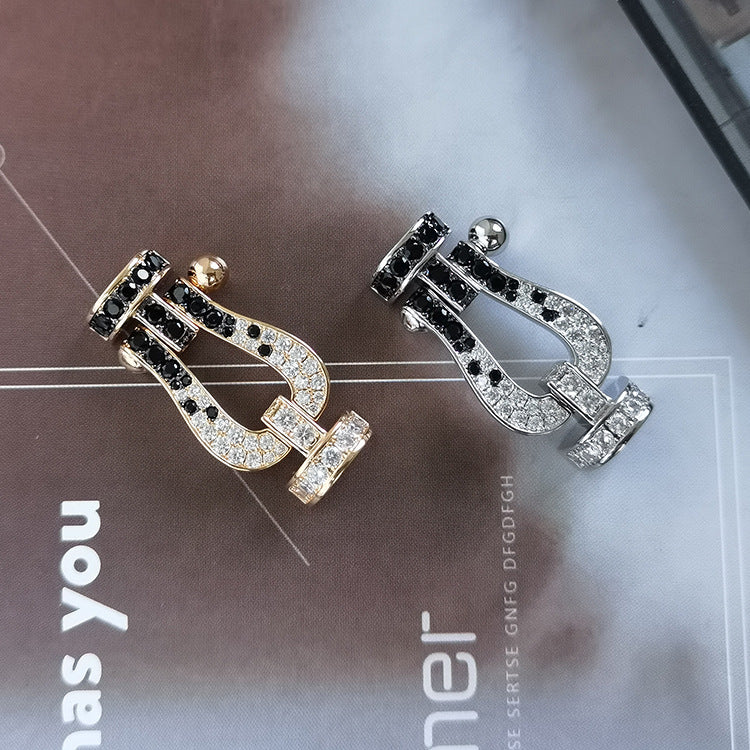 ¡®Sprite Jewelry¡¯FORCE LARGE HORSESHOE BLACK WHITE DIAMOND BRACELET ROSE GOLD