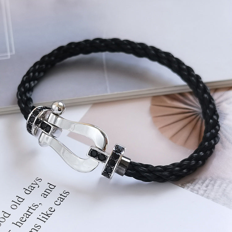 ¡®Sprite Jewelry¡¯FORCE LARGE HORSESHOE BLACK DIAMOND BRACELET SILVER
