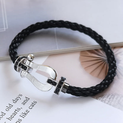 ¡®Sprite Jewelry¡¯FORCE LARGE HORSESHOE BLACK DIAMOND BRACELET SILVER