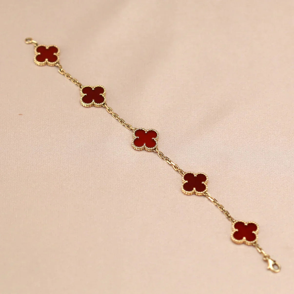 [Sprite Jewelry]New  CLOVER 5 MOTIF RED CORNELIAN BRACELET COLLECTION