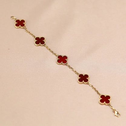 [Sprite Jewelry]New  CLOVER 5 MOTIF RED CORNELIAN BRACELET COLLECTION