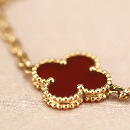 [Sprite Jewelry]New  CLOVER 5 MOTIF RED CORNELIAN BRACELET COLLECTION