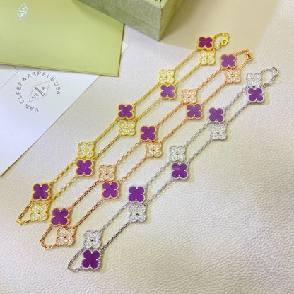 ¡®Sprite Jewelry¡¯CLOVER 10 MOTIFS  PURPLE VIOLET DIAMOND NECKLACE
