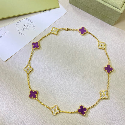 ¡®Sprite Jewelry¡¯CLOVER 10 MOTIFS  PURPLE VIOLET DIAMOND NECKLACE