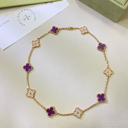 ¡®Sprite Jewelry¡¯CLOVER 10 MOTIFS  PURPLE VIOLET DIAMOND NECKLACE