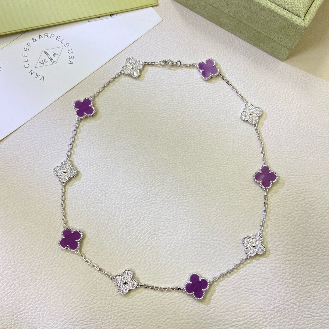 ¡®Sprite Jewelry¡¯CLOVER 10 MOTIFS  PURPLE VIOLET DIAMOND NECKLACE