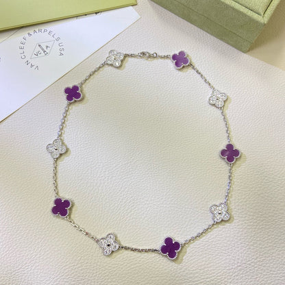 ¡®Sprite Jewelry¡¯CLOVER 10 MOTIFS  PURPLE VIOLET DIAMOND NECKLACE