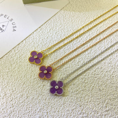 ¡®Sprite Jewelry¡¯CLOVER 15MM DIAMOND  PURPLE VIOLET NECKLACE