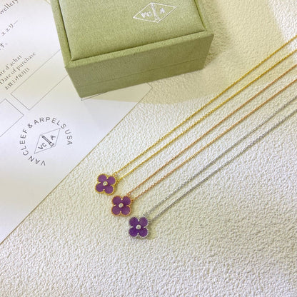¡®Sprite Jewelry¡¯CLOVER 15MM DIAMOND  PURPLE VIOLET NECKLACE