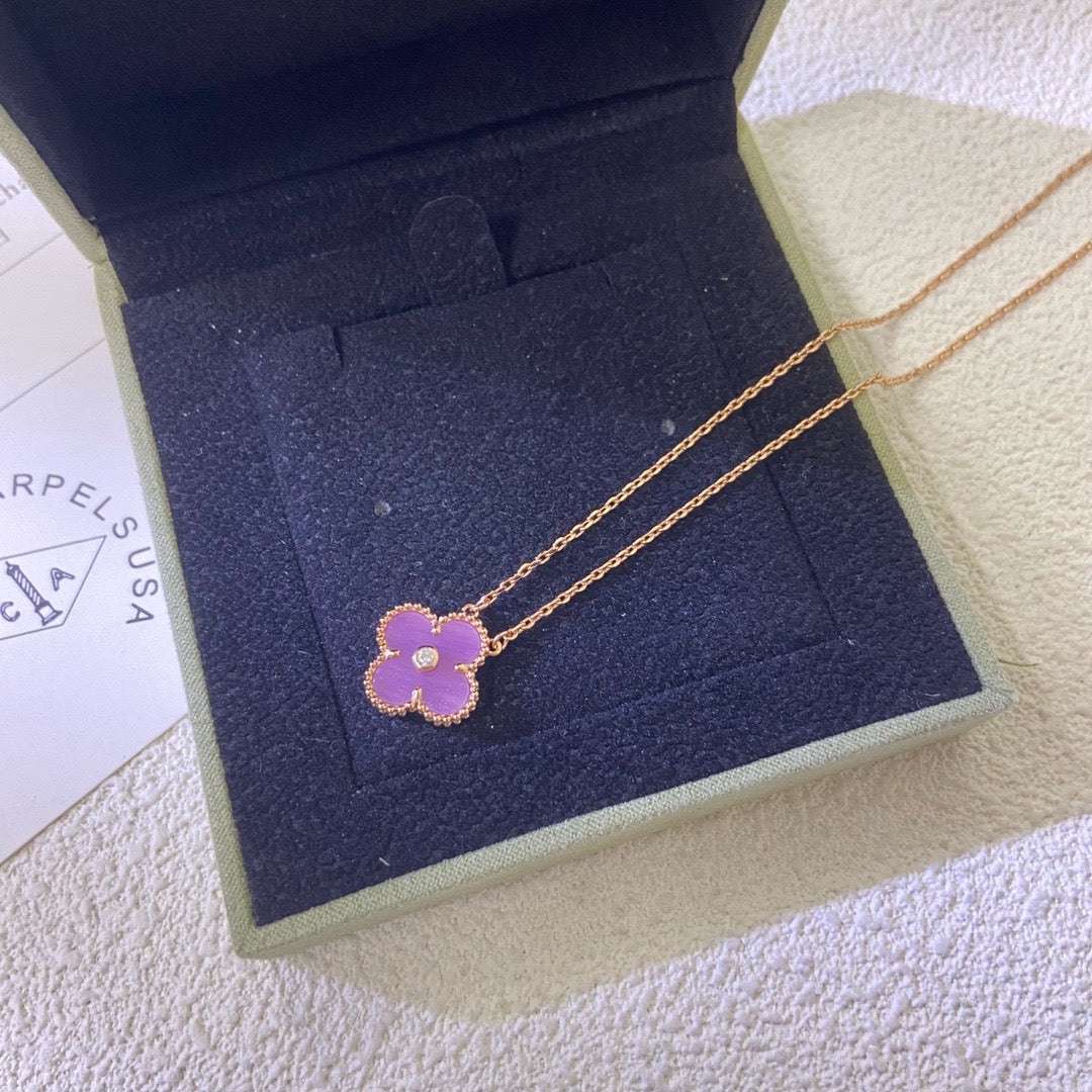 ¡®Sprite Jewelry¡¯CLOVER 15MM DIAMOND  PURPLE VIOLET NECKLACE