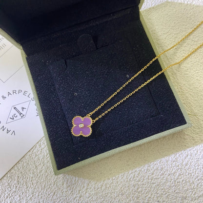 ¡®Sprite Jewelry¡¯CLOVER 15MM DIAMOND  PURPLE VIOLET NECKLACE