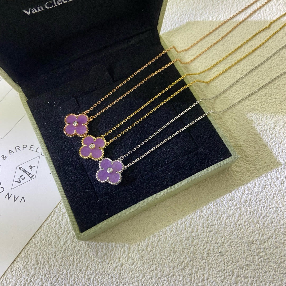 ¡®Sprite Jewelry¡¯CLOVER 15MM DIAMOND  PURPLE VIOLET NECKLACE