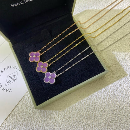 ¡®Sprite Jewelry¡¯CLOVER 15MM DIAMOND  PURPLE VIOLET NECKLACE