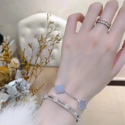 [Sprite Jewelry]New  CLOVER 5 MOTIF PURPLE CHALCEDONY BRACELET COLLECTION